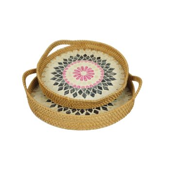 1.Rattan shell tray 700508