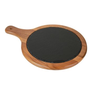 acacia wood round cutting board with slate120141