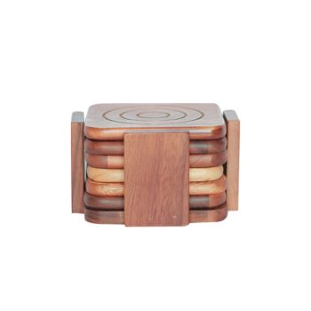 acacia wood square coaster set 120097