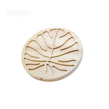 rubber wood Leaf Coaster 320007